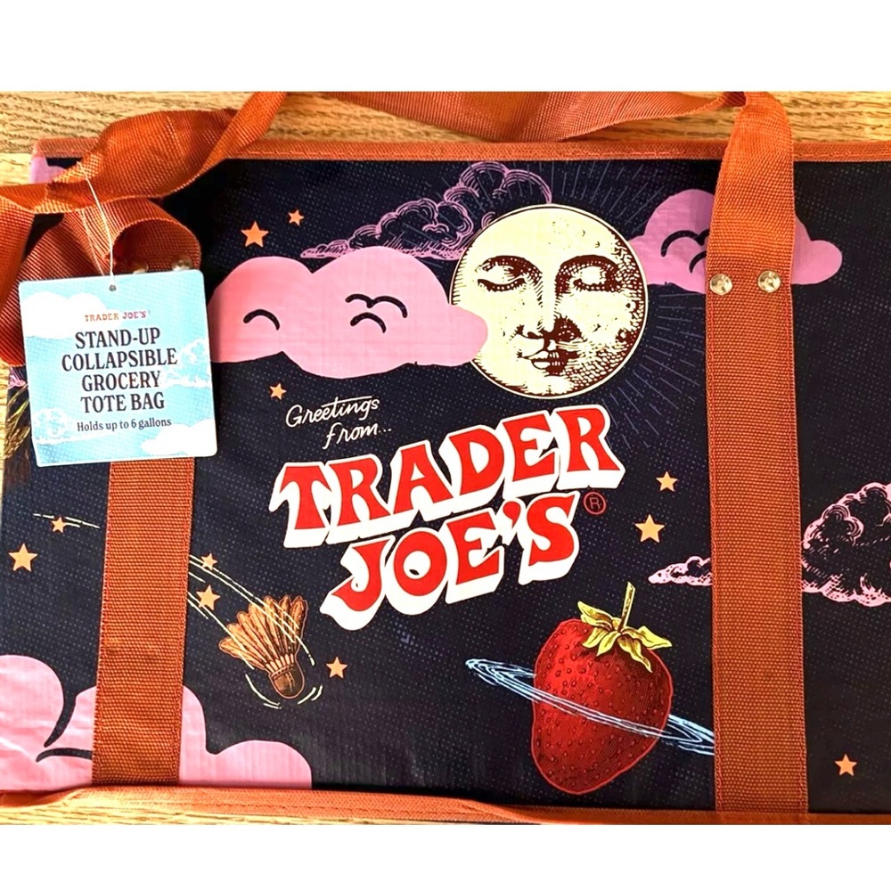 Set of 2 Trader Joes Collapsible Bags: sturdy bags with hard sides and bottom. - Picture 2 of 8